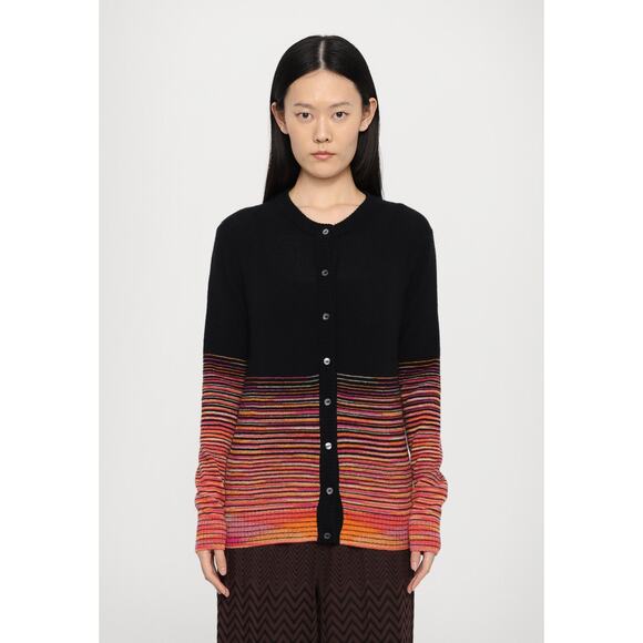 Missoni Buttoned Cashmere Cardigan in Blac w/ Orange Fucsia Space Dye IT 42 US 6 - Picture 2 of 5